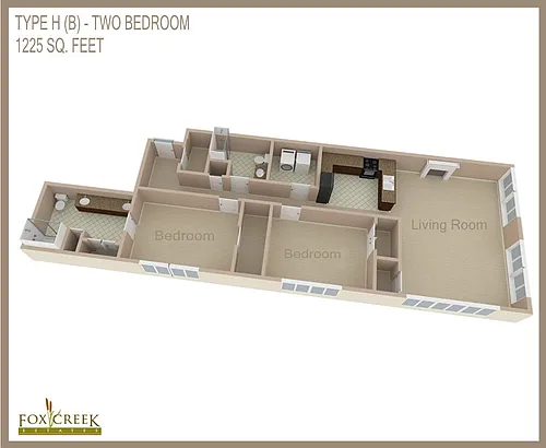 Floor plan Estates - 2 Bed, 2 Bath - 1225 Square Feet