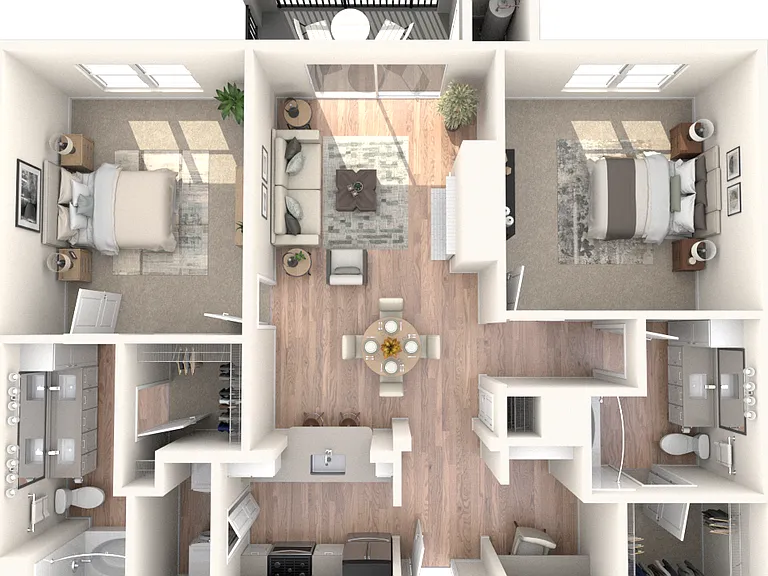 B1 1184 | 2 Bed | 2 Bath floor plan The Avens at Dedham Station