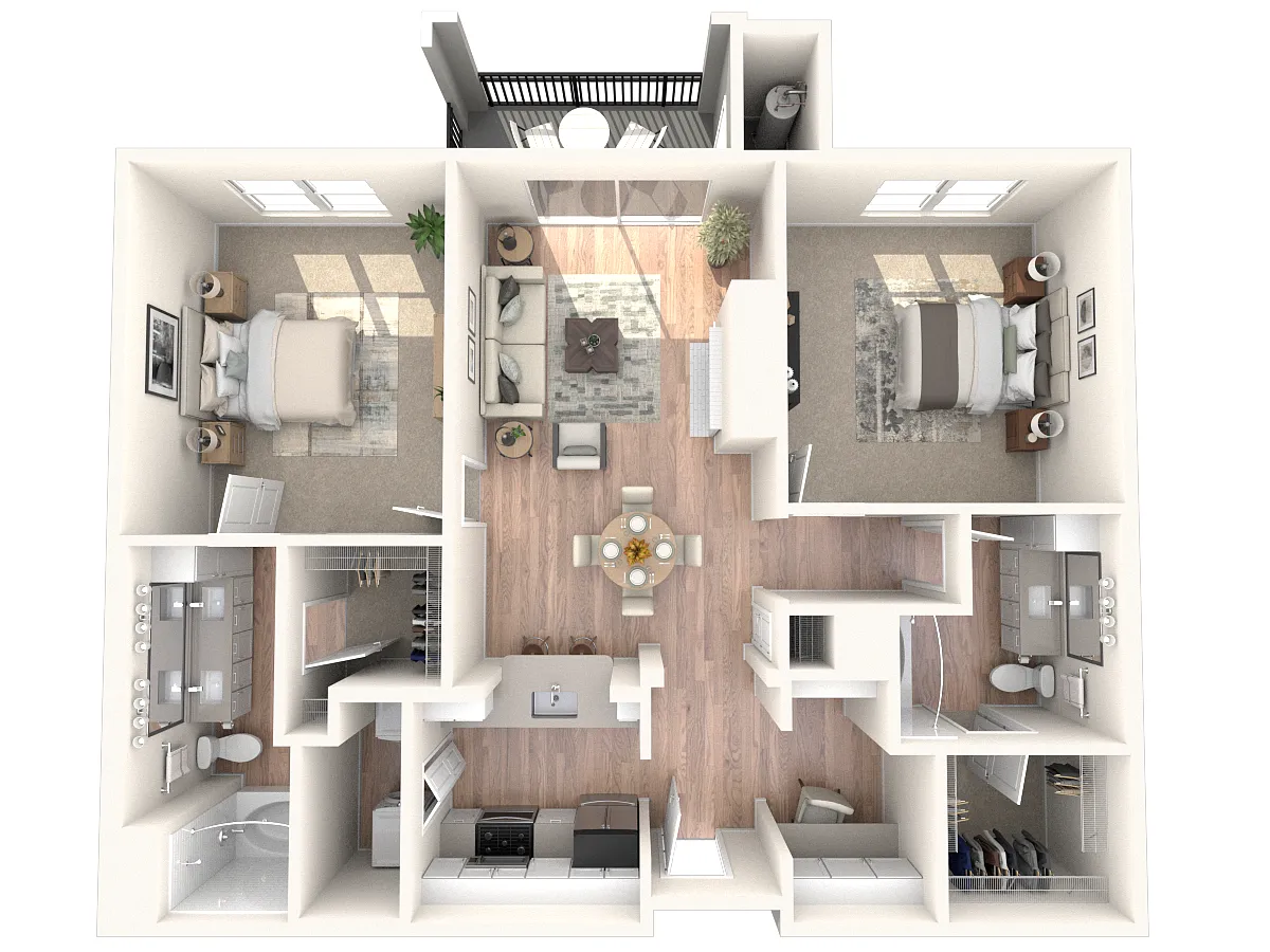 Floor plan B1 1184 | 2 Bed | 2 Bath