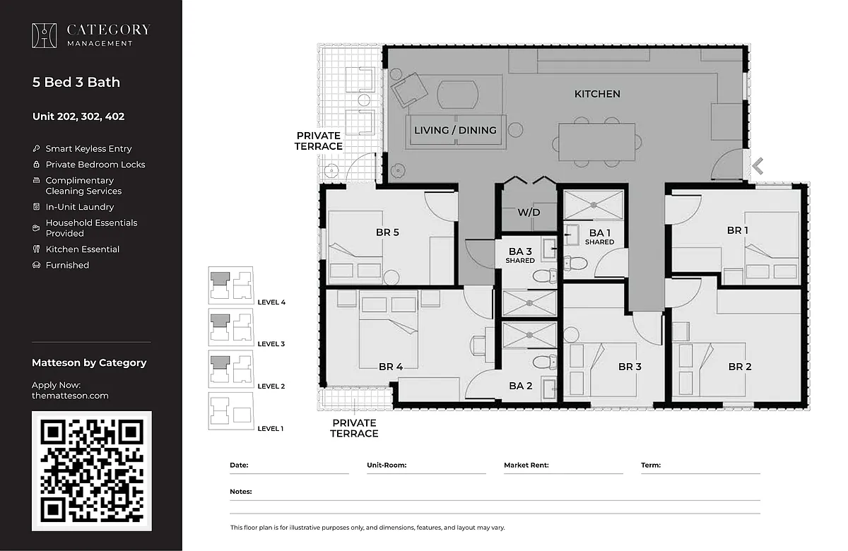 Floor plan Private Bedroom in Shared 5 Bed 3 Bath-E