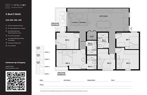 Floor plan Private Bedroom in Shared 5 Bed 3 Bath-E