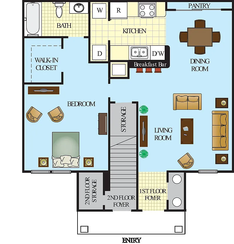 Floor plan One Bedroom Cambridge 60%