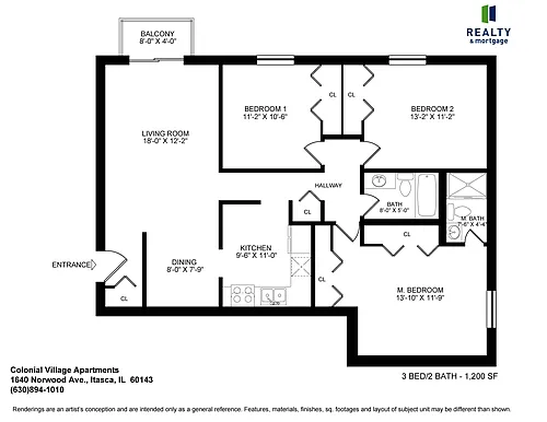 Floor plan Three Bed