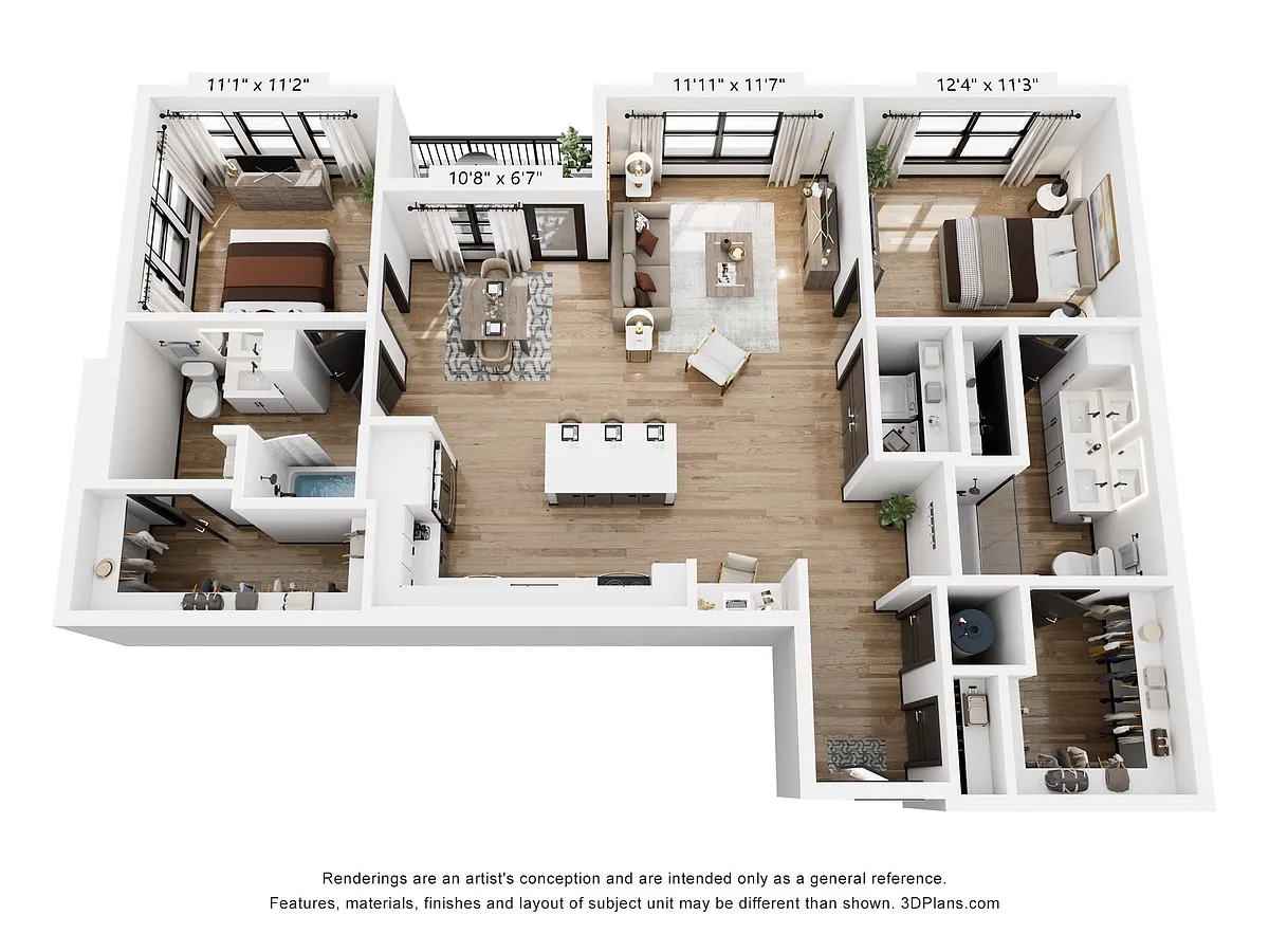 Floor plan B3: 2 Bed 2 Bath