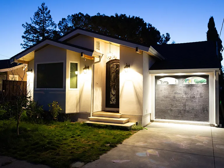 The property is well lit on the outside at night and provides a warm welcome feel.