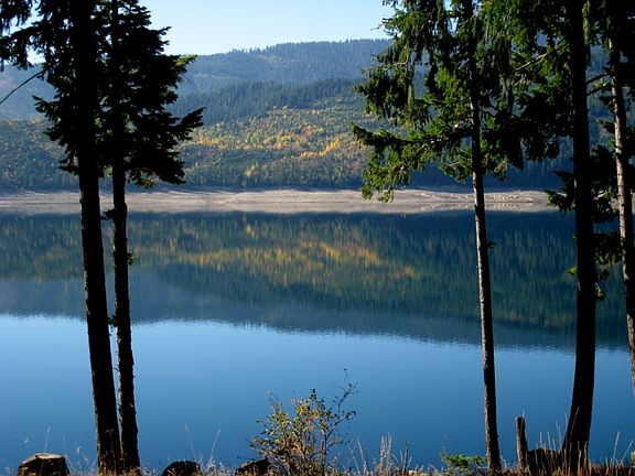Lake view from backyard taken on a sunny fall day.