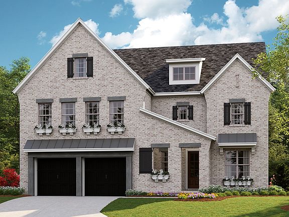 Tiburon B - English Cottage 3-Car Tandem Front Load Garage Note Renderings may show optional fe