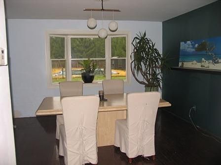 dining room w/ pool view