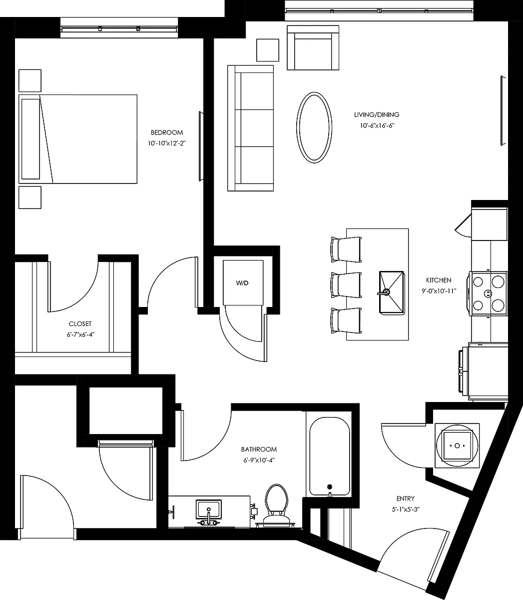 Floor plan A6 - One Bedroom
