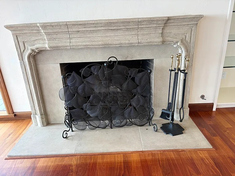 Living room fireplace.