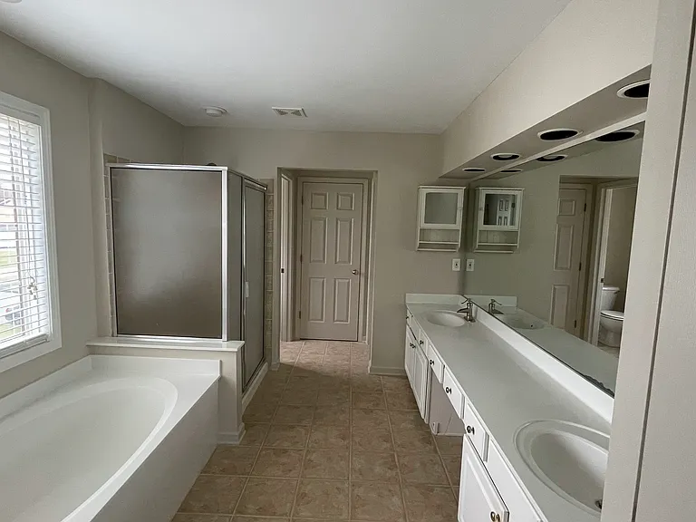 Master Bath - Double Vanity - separate shower and tub - Tile floor