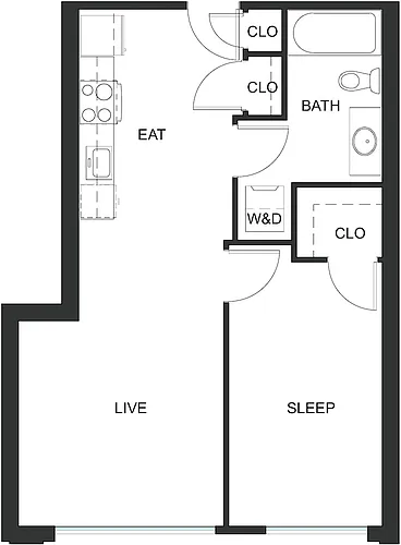 Floor plan 1x1 - A21 - Iron Flats