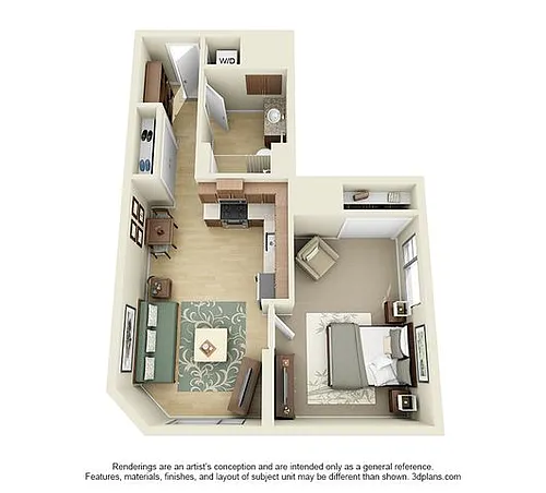 Floor plan Los Angeles 1bedroom A