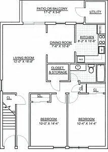 Floor plan Crestwood Square- 2 Bed 1 Bath