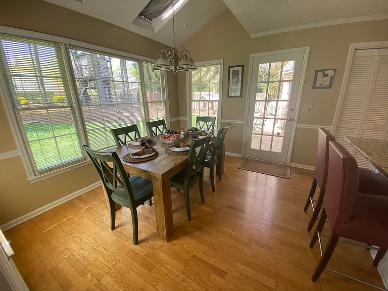 breakfast area overlooking the backyard.