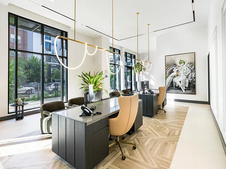 A welcoming leasing center where thoughtful design meets everyday functionality.