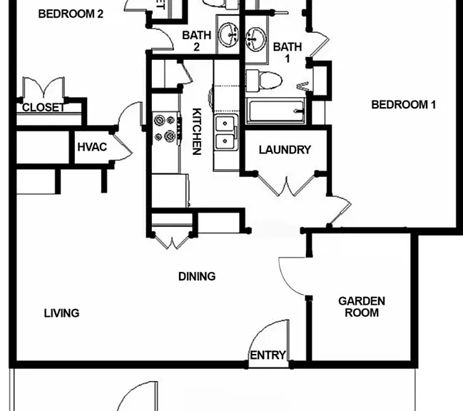 B2 Renovated 2 Bed 2Bath with a Study floor plan The Haven