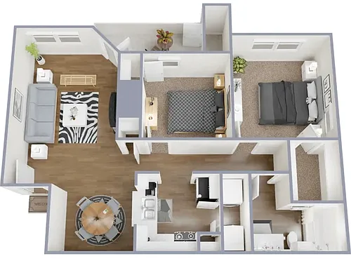 Floor plan 2 Bed, 1 Bath A
