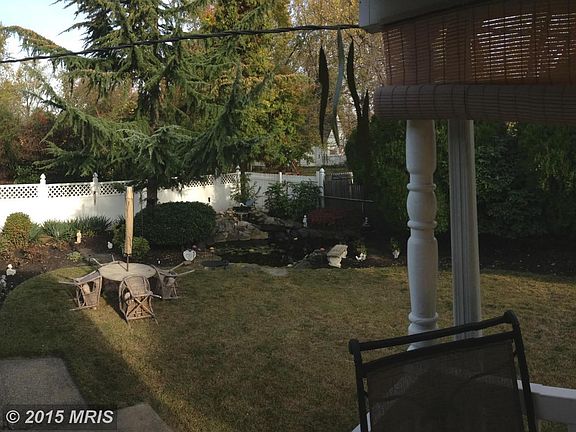 Manicured Back Yard with Water Feature