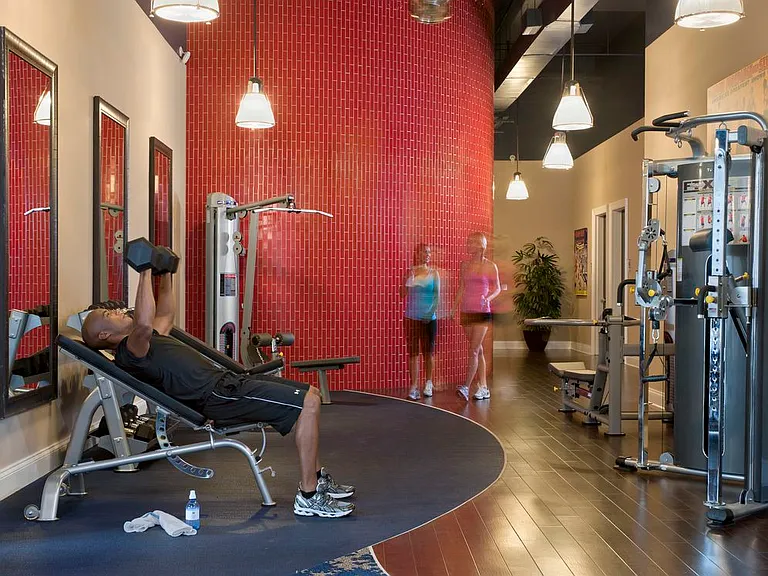 Fitness center with strength equipment