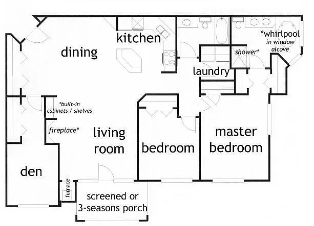 Floor plan 2 Bed - 2 Bath - Den - The Essex