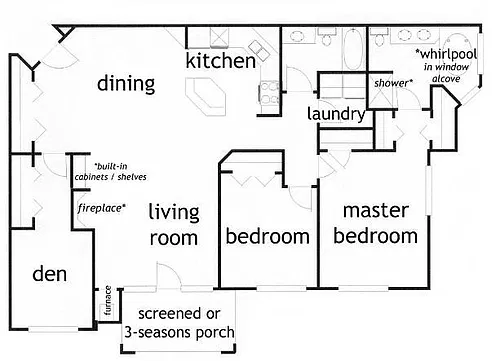 Floor plan 2 Bed - 2 Bath - Den - The Essex