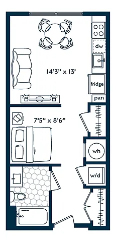 Floor plan Studio (485 SF)