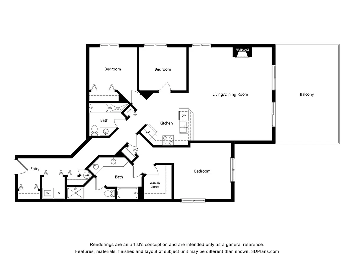 Floor plan C2 Three Bed Two Bath