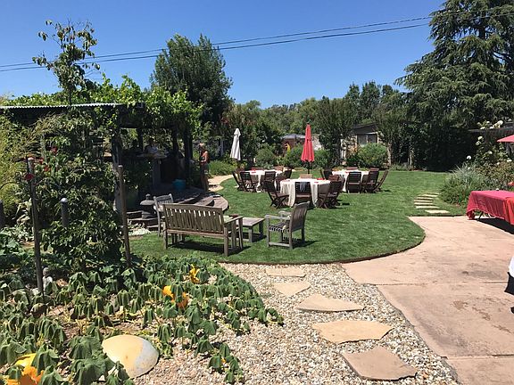 Private fenced backyard