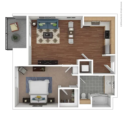 Floor plan 1 BD 1 BA