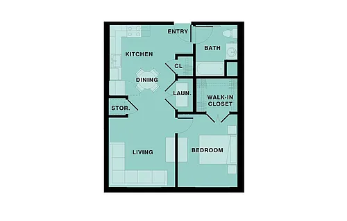 Floor plan 1BD 1BA