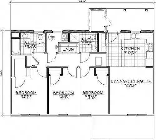 Floor plan 3 Bdrm B