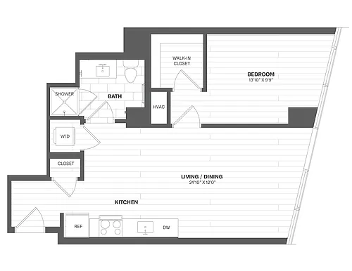 Floor plan 1 Bed/1 Bath-X07