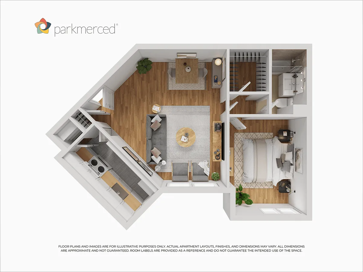 Floor plan 1 Bed 1 Bath Tower