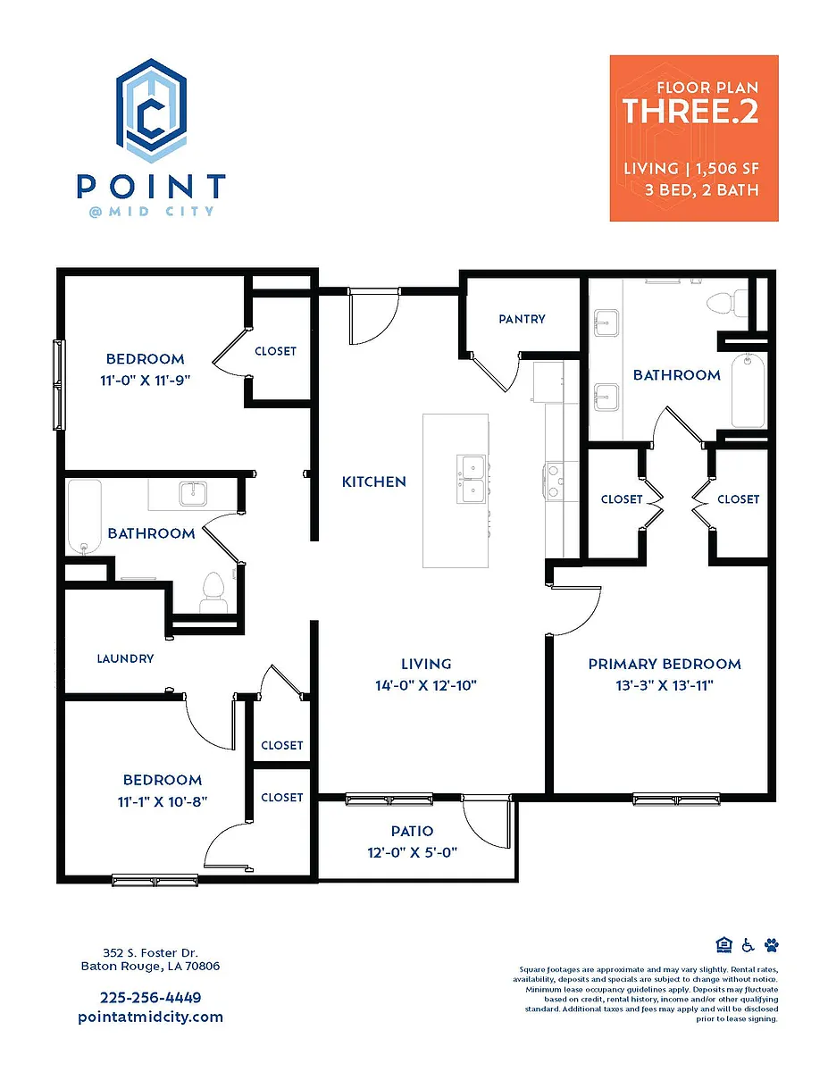 Floor plan 3 BR/2 BA