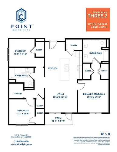 Floor plan 3 BR/2 BA