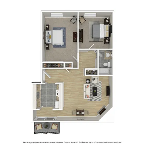 Floor plan 2 Bedroom 1 Bath Townhome