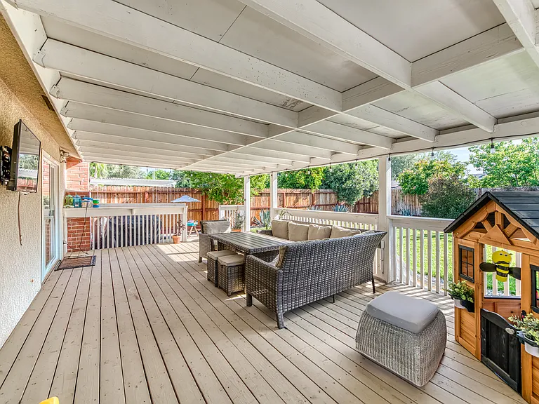A perfect place to relax and play, the patio features outlets to plug in a TV/lights, etc.