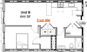 Floor plan One Bedroom- B13