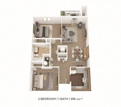 Floor plan Two Bedroom- 916 sqft