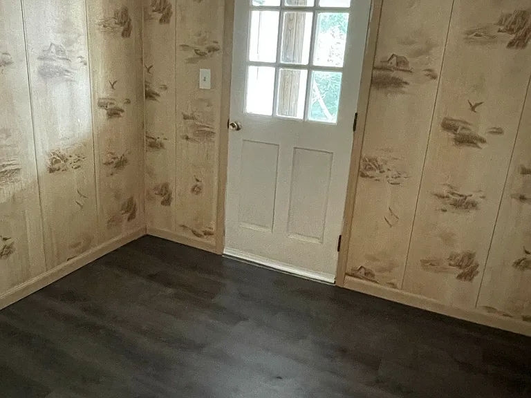 Study with door to enclosed porch