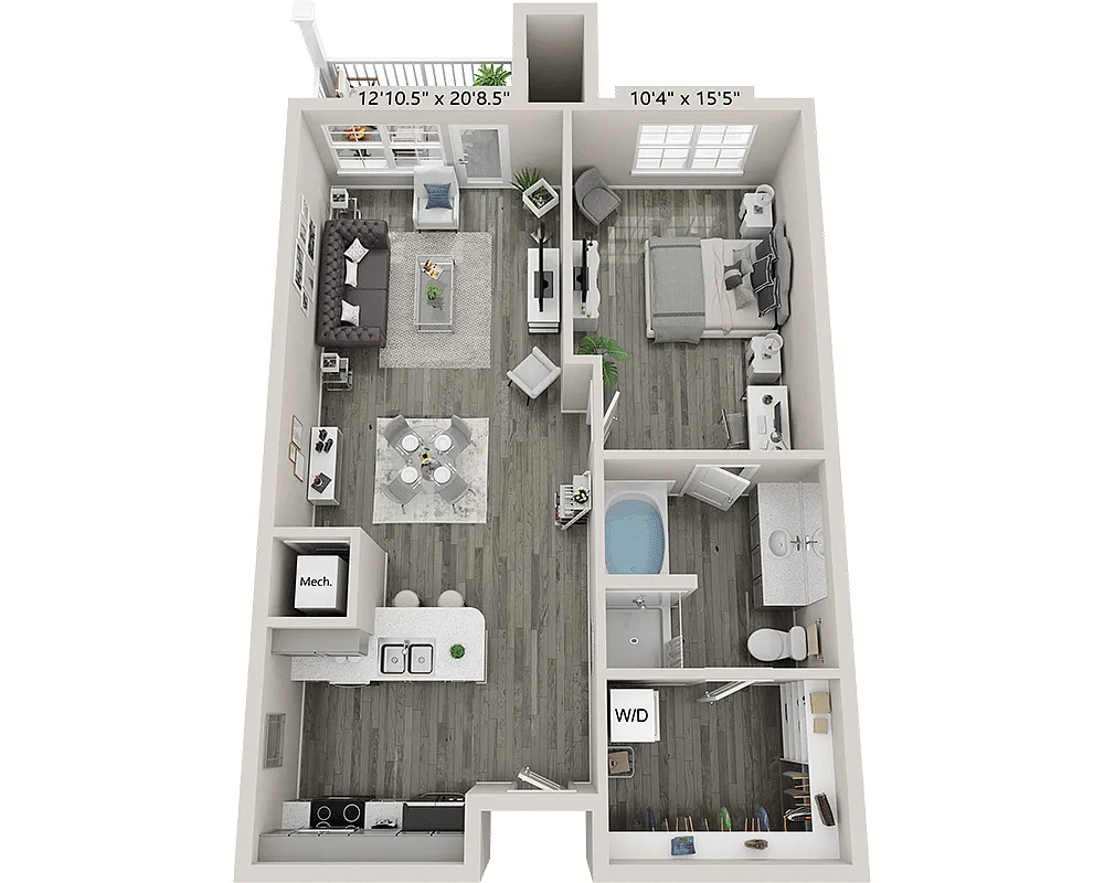 Floor plan One Bedroom A1H