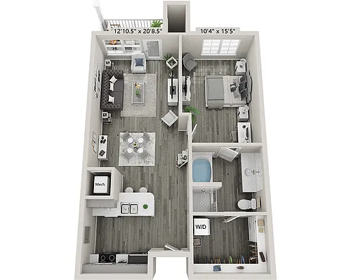 Floor plan One Bedroom A1H
