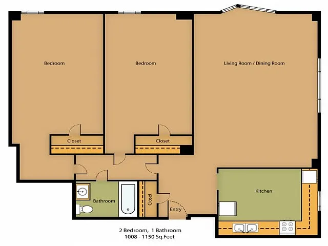 Floor plan 2bd 1ba