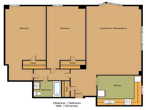 Floor plan 2bd 1ba