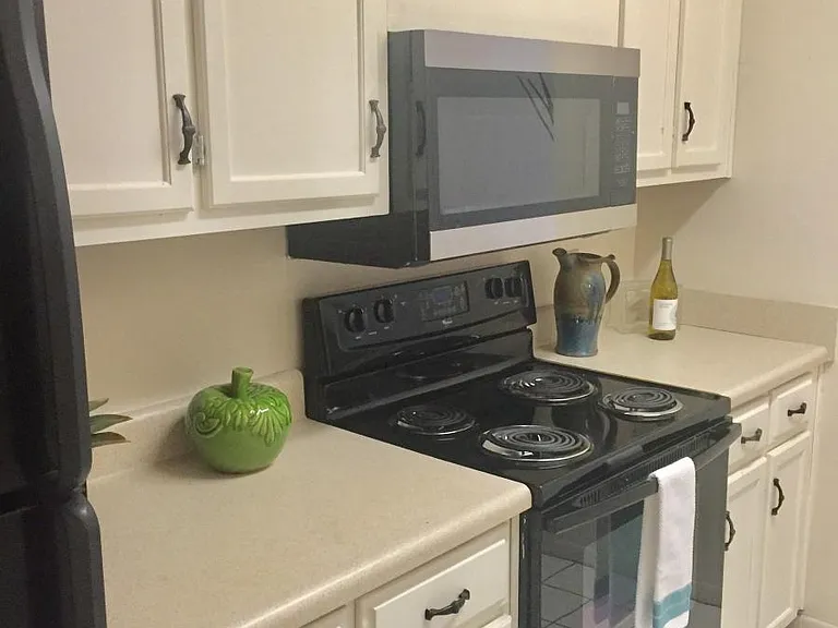 Light and bright colors plus built in Microwave