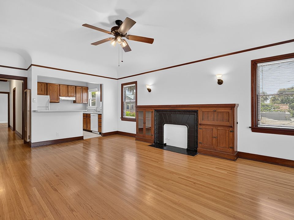 Living room with original built-ins