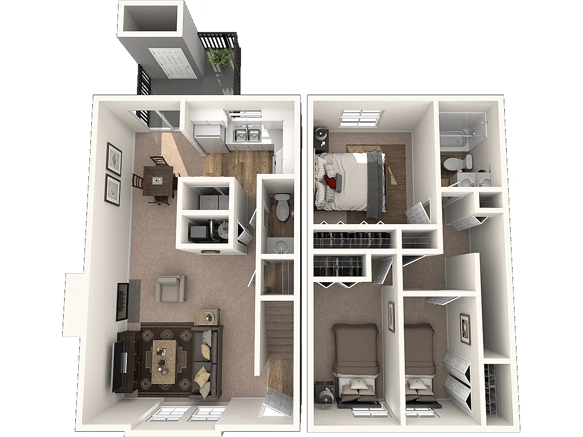 Floor plan Three Bedroom Townhome
