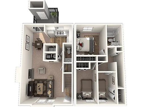 Floor plan Three Bedroom Townhome