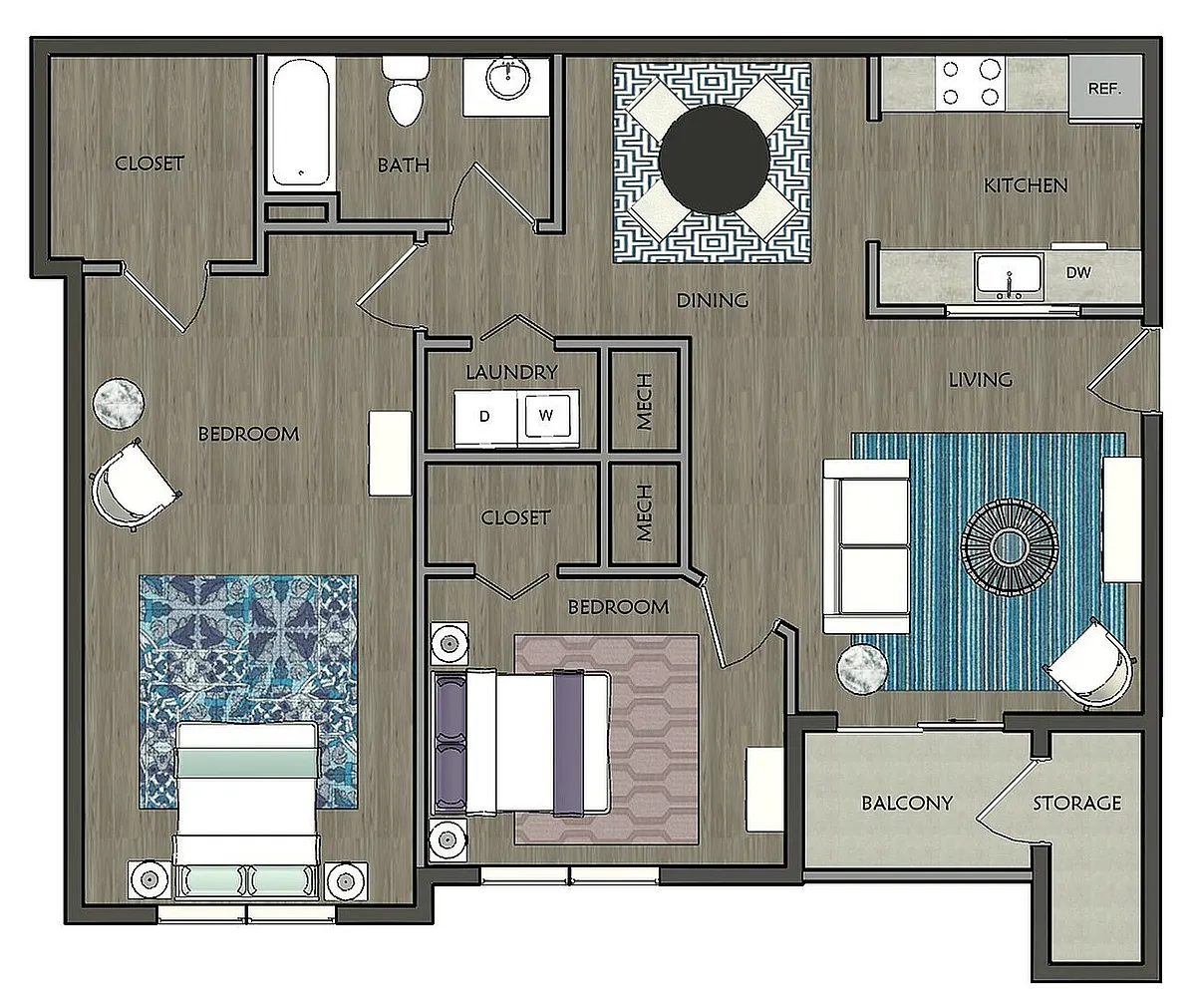 Floor plan The Catalina 2 Bedroom